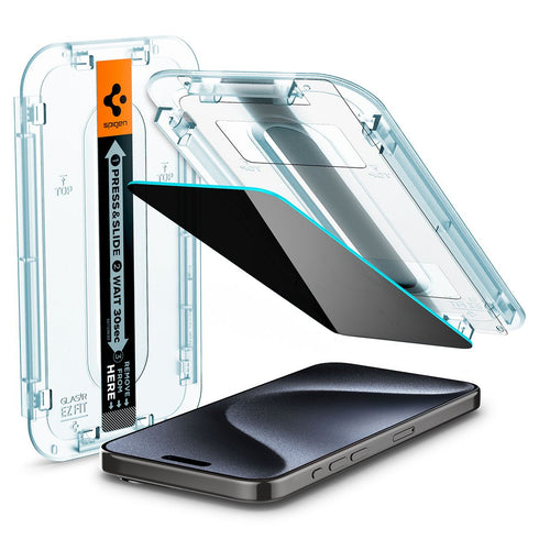 Spigen iPhone 15 Series Screen Protector GLAS.tR EZ Fit | Privacy